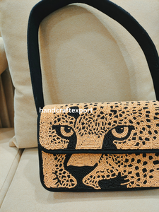 Sac à bandoulière de soirée chic et élégant pour femme, motif léopard perlé, style bohème indien, idéal pour le shopping et les fêtes - Product Image 5