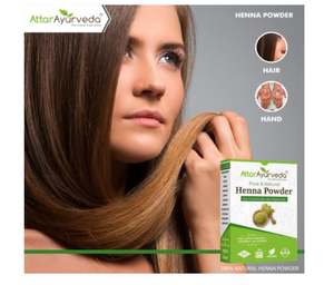 Henna natural en polvo Attar Ayurveda para el color y crecimiento del cabello (200 g) - Product Image 2