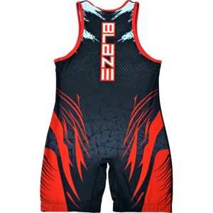 Men's Red Black Geometric Print Wrestling Singlet Moisture Wicking Fitted Tank Sleeveless Adult Size All Seasons - Product Image 2