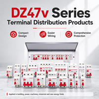 Disjoncteur miniature DZ47v 1P 1P+N 2P 3P 3P+N 4P 1-63A 230/400V AC 6kA Courbes B C D Rail DIN MCB