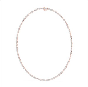 Collar de tenis de lujo en oro rosa de 9K con diamantes de corte escalonado mixto en forma de pera y ovalados, 14.00 CTW - Product Image 2