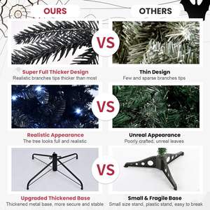 6ft nero artificiale albero di natale 350 bianco luci a LED 1460 punte PE + PVC materiale stabile in metallo struttura incernierata per - Product Image 5