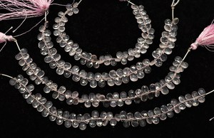 Natural Rose Quartz Faceted Pear Shape Briolette 6.5 Inch Strand Size 5x7MM Rose Quartz Gemstone Briolette By Indian Wholesaler - Product Image 6