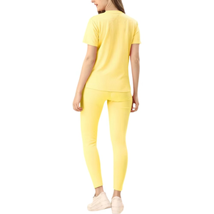 Women's Yellow Tracksuit Short Sleeve Crew Neck Full Length <b>Pants</b> Elastic Waist Casual Wear Breathable Lightweight Summer Style - Product Image 2