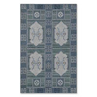 Tapis rectangulaire à motif géométrique bleu-gris classique, écologique, tissage plat, antidérapant, pour salon, bar ou prière
