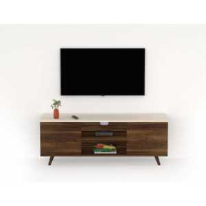 ตู้วางทีวีไม้เอ็นจิเนียร์ด์ ฮาร์มอนด์ สีน้ำตาลเมเปิลและสีงาช้าง พร้อมที่เก็บของสำหรับทีวีขนาดไม่เกิน 50 นิ้ว - Product Image 4