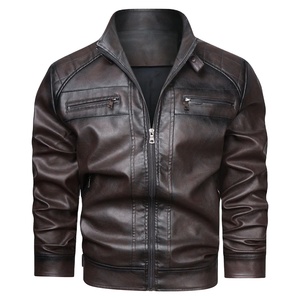 2025 moto vestes Style hommes veste en cuir multi-poches hommes veste col montant hommes vêtements - Product Image 2