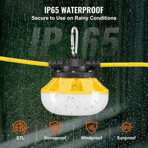 Luce da Lavoro per Cantieri 50FT, 50W 5000LM, IP65 Impermeabile, 5 Luci a Stringa con Ganci per Sospensione - Product Image 3