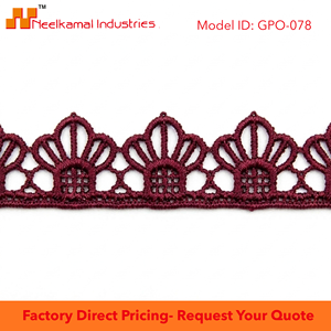 15mm Burgundy Floral Guipure GPO Lace Trim Customizable Direct Factory 20 Meter Packing for Wedding Favors Gift <b>Boxes</b> Invitation - Product Image 6