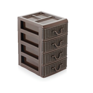 Stackable Plastic <b>Storage</b> <b>Drawers</b> Rectangle Minimalist Design 4 Tier PP Material Bathroom Neatening - Product Image 1