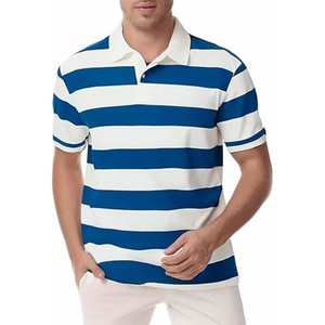 Camisa de Golf a Rayas para Hombre, 95% Poliéster, 5% Elastano, Manga Corta, Ligera, de Secado Rápido, Absorbe la Humedad, para Verano - Product Image 4