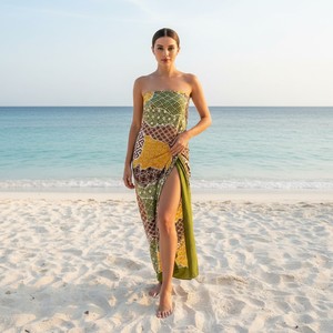 <b>Sarong</b> Handmade Batik Inspired Pattern High Quality Fabric Women Beach Dress Cover Up Summer Holiday Wear Trendy Ethnic Beach - Product Image 3
