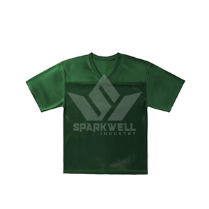 Maillot de football américain pour homme Sparkwell, vert, col en V, imprimé sur le devant, manches courtes, respirant, en mesh, évacuant l'humidité, haut de sport - Product Image 2