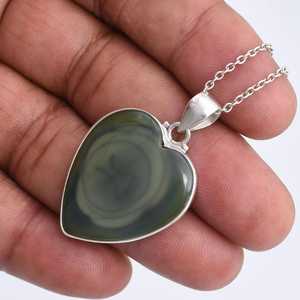 Heart Jasper Pendant Handmade 925 Sterling Silver Natural Gemstone Necklace Jewelry Gift For Women Elegant Charm - Product Image 6