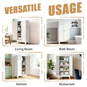 Armoire de cuisine en métal blanc, 47,3 pouces, autoportante, rangement réglable avec 3 étagères, capacité de 110 lb, organisateur robuste - Product Image 3