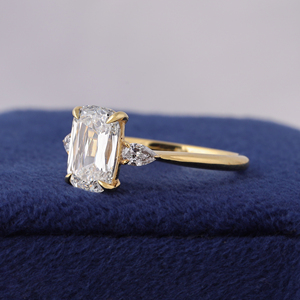 Bague de fiançailles en diamant de laboratoire Ashoka de 2 carats, taille croisée, or massif 14 carats, trois pierres, bijoux de luxe pour mariage et fête - Product Image 3