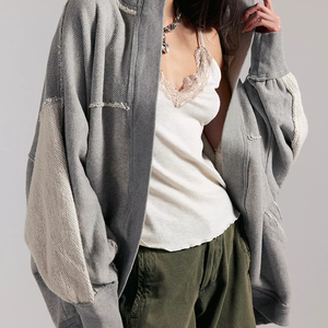 New Style Oversized Hooded Knit <b>Cardigan</b> Long Sleeve Drop-Shoulder Plus Size Cocoon <b>Cardigan</b> Solid Color Autumn <b>Women</b> Sweatshirt - Product Image 1