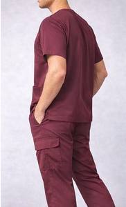 Tunique médicale unisexe bordeaux à col en V, vêtement de travail hospitalier, personnalisable avec broderie, pour hommes et femmes - Product Image 5