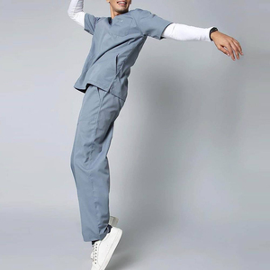 Men's Medical Scrubs <b>Set</b> V-Neck Scrub Top and Straight Leg Cargo Pants Nursing Uniform for <b>Doctors</b> Dentists Hospital Wear - Product Image 4