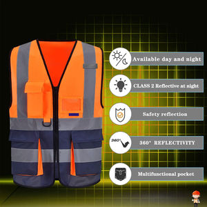 Chaleco de Seguridad Reflectante de Alta Visibilidad ANSI Clase 1 EN ISO 20471 Clase 2 para Trabajadores de la Construcción con Luz LED Intermitente y Múltiples Bolsillos - Product Image 4