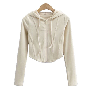 Custom High Quality New Sport Workout Short Long Sleeves Womens <b>Zip</b> <b>up</b> Hoodie Women <b>Cropped</b> Hoodie Manufacturer From Pakistan - Product Image 1