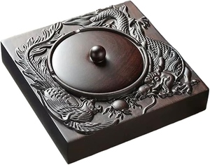 Cendrier en aluminium sans fumée, grand, carré, style rétro américain, fait main, coupe-vent, décoration d'intérieur haut de gamme, durable, résistant à la chaleur - Product Image 3