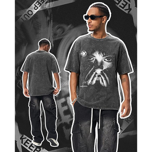 Mens Graphic Tees Acid Washed <b>Y2K</b> Vintage Streetwear T-<b>Shirt</b> Summer | Short Sleeve Drop Shoulder Distressed Gym Workout - Product Image 3