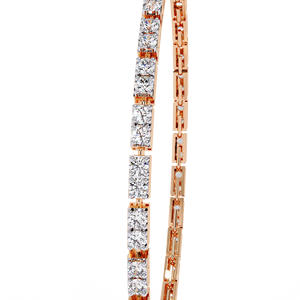 Bracelet tennis double moissanite avec fermoir boîte, design architectural, bijoux unisexe, moderne, segmenté, structuré, géométrique, doré - Product Image 3