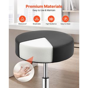 Rolling <b>Stools</b> with <b>Wheels</b> Set of 2 500 Lbs Capacity Height Adjustable Thick Cushion Ergonomic PU Leather Seat 360 - Product Image 6