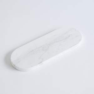 Bandeja de exhibición ovalada larga de mármol, bandeja decorativa de piedra para servir, organizador para mesa de café, decoración minimalista de lujo para el hogar, simple y elegante. - Product Image 1