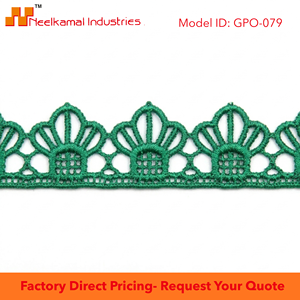 15mm <b>Emerald</b> Green Floral Guipure GPO Lace Trim Customizable Manufacturer Supplier 20 Meter Packing for Table Linen Curtains - Product Image 6