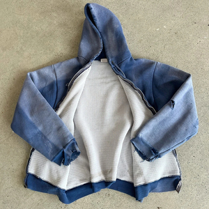 Sudadera con capucha azul para hombre, estilo casual, con efecto desgastado por el sol, 100% algodón, tejida, para otoño. - Product Image 4