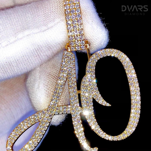 Collier Pendentif Personnalisé Lettre Initiale en Moissanite VVS, Argent Sterling 925 Plaqué Rhodium, Luxe Hip Hop Glacé - Product Image 2