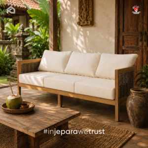 Modern Handcrafted Solid Wood Rope Outdoor <b>Garden</b> <b>Sofa</b> Elegant 3-Seater Patio Bench Couch for Villa Resort Furniture Jepara - Product Image 1