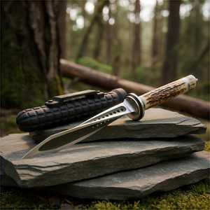 Couteau utilitaire en acier Damas, lame à pointe traînante, manche en bois, étui en cuir de vachette, longueur totale 6,7 pouces, qualité DIY, pointe tranchante - Product Image 3