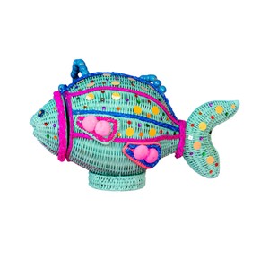 Handmade Fish Shaped Rattan Storage <b>Bag</b> Bohemian Style Plant Fiber Craft Decorative Basket for Kids and Home Use - Product Image 1
