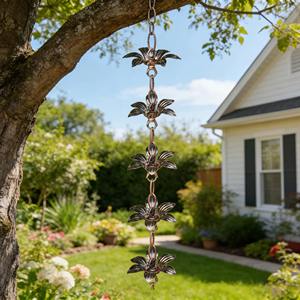 Chaîne de drainage d'eau décorative en métal en forme de fleur pour balcon, idéale pour les espaces restreints à la fixation murale mais nécessitant une touche de beauté. - Product Image 5