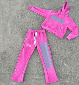 ชุดเซ็ตเสื้อฮู้ดดี้และกางเกงวอร์มทรงแฟลร์สไตล์วินเทจสำหรับผู้ชาย ผ้าฝ้าย 100% ล้างสีแบบแอซิดวอช เหมาะสำหรับฤดูหนาว รับผลิตตามสั่งขายส่ง - Product Image 6