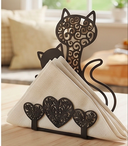 Lindo Porta Servilletas Metálico con Diseño de Gato, Recubrimiento en Polvo Negro, de Pie, para Decoración de Mesa y Uso en la Cocina - Product Image 6
