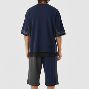 Conjunto de 2 Piezas de Ropa Urbana de Verano para Hombre, de Alta Calidad, con Logotipo Impreso en Serigrafía Personalizada, Bloques de Color, Corte Regular, 100% Algodón Ecológico - Product Image 6