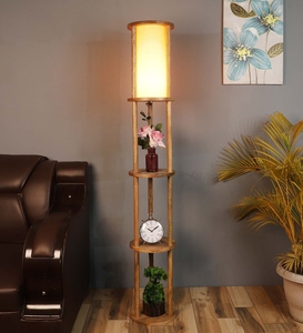 Lampe sur pied de luxe beige avec abat-jour en métal et tissu, base en bois, OEM ODM, faible MOQ, prix d'usine, vente en gros, approvisionnement en vrac - Product Image 5