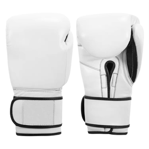White leather boxing gloves <b>Velcro</b> closure for adults Boxing gloves for training - Product Image 6