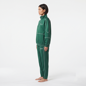 Conjunto Deportivo de Mujer, Diseño Personalizado, Oversize, Poliéster, Media Cremallera, Pantalón Jogger, Blanco con Ribete en Contraste - Product Image 4