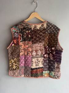 Chaleco Acolchado Floral para Mujer, Cuello en V, Sin Mangas, Chaqueta de Otoño con Bolsillos Estampados, Relleno de Poliéster, Largo Regular, REGALO PARA ELLA - Product Image 6