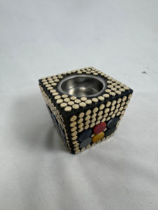 Handmade Wooden Candle Holder with Gemstone Inlays <b>Resin</b> & Stone for Home Decoration Wholesale - Product Image 2