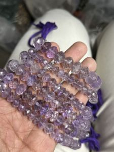 10-12MM Pink Amethyst Faceted Rondelle <b>Beads</b> 16 inch Strand <b>Large</b> Size Natural Amethyst Gemstone For Jewelry Making in Wholesale - Product Image 6
