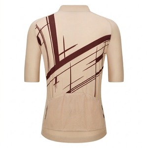 Maillot de cyclisme à manches courtes à motif géométrique noir et blanc pour homme, fermeture éclair intégrale, haut de sport en mesh - Product Image 4
