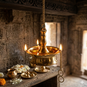 Diya Colgante Tradicional de Latón con Cadena, Lámpara de Aceite India para Puja, Decoración del Hogar, Regalo para el Festival Diwali, Fabricante Mayorista - Product Image 4