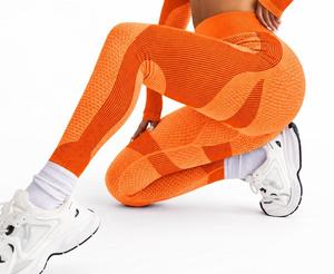 Leggings de compresión sin costuras de cintura alta, pantalones deportivos elásticos de spandex para mujer, con decoración de letras, 140g - Product Image 2