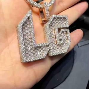 Colgante de Letra con Nombre de Moissanita Iced Out, Plata 925, Estilo Hip Hop, Dijes Temáticos para Hombre, Colgante con Micro Pavé para Regalo de Cumpleaños - Product Image 5